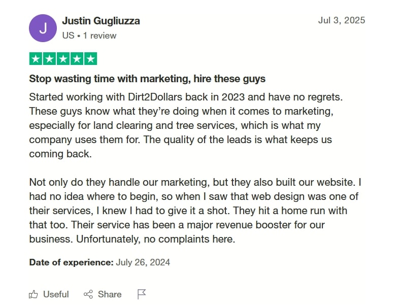 Dirt2Dollars Real Review by Justin Gugliuzza on Trustpilot.